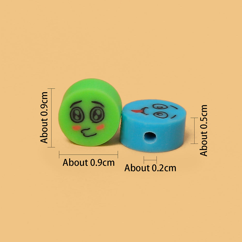 Round Clay Beads 9mm Colorful Funny Expression Polymer 100pcs 2
