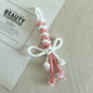 Dual Color Rope Braided Bow Crochet Keychain Polyester 4pcs 75mm 12