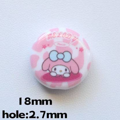 Disc Acrylic Beads 18mm Sanri Figures Pastel Mixed 20pcs 10