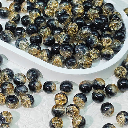 Crackle Round Glass Beads 10mm Bright Multicolor 50pcs 28