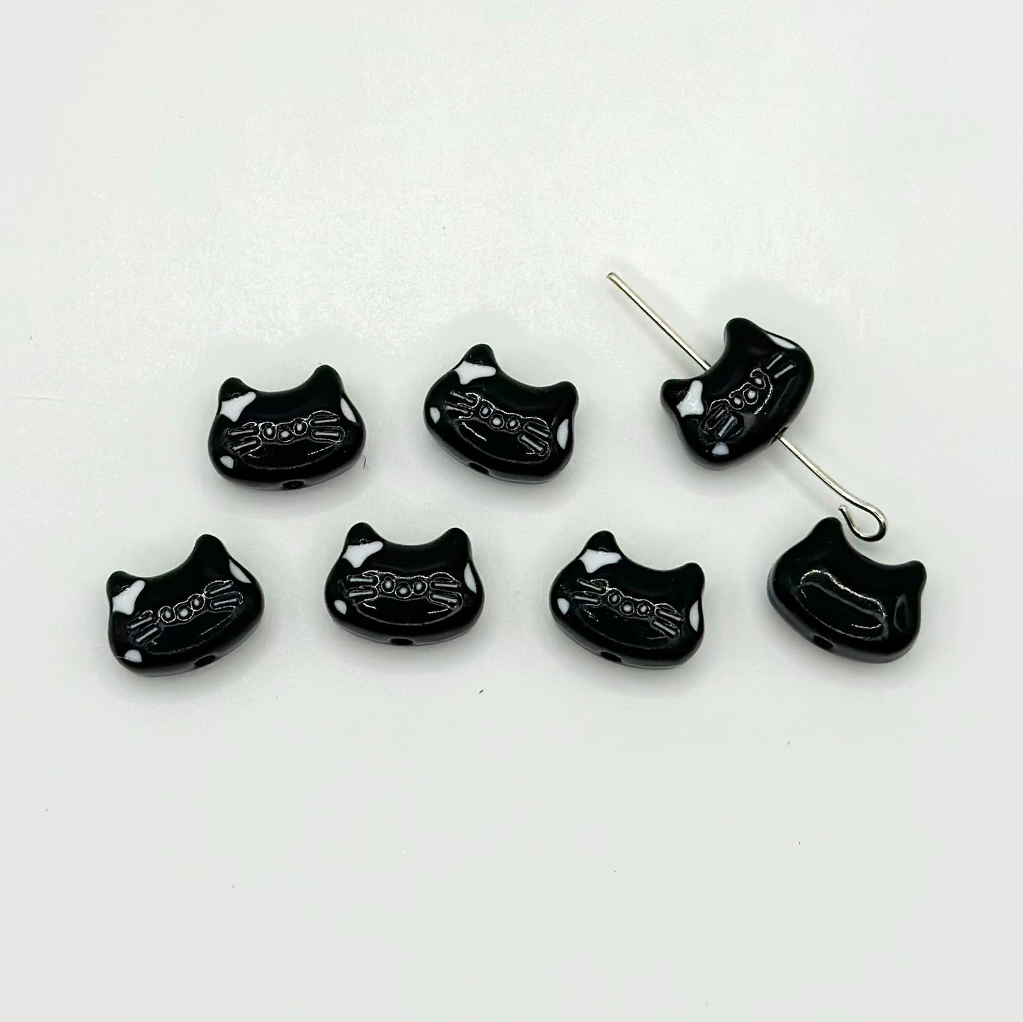 Kitten Metal Beads 12mm Baking Painted Colorful 10pcs 14