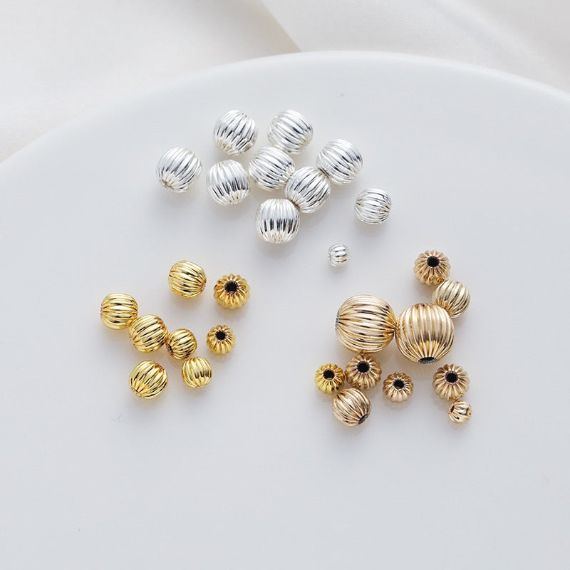 Brass Round Spacer Beads 3-8mm Pumpkin Striped 100pcs