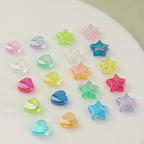 Transparent Heart Star Acrylic Beads 9mm 11mm Fantasy Colors 1pc