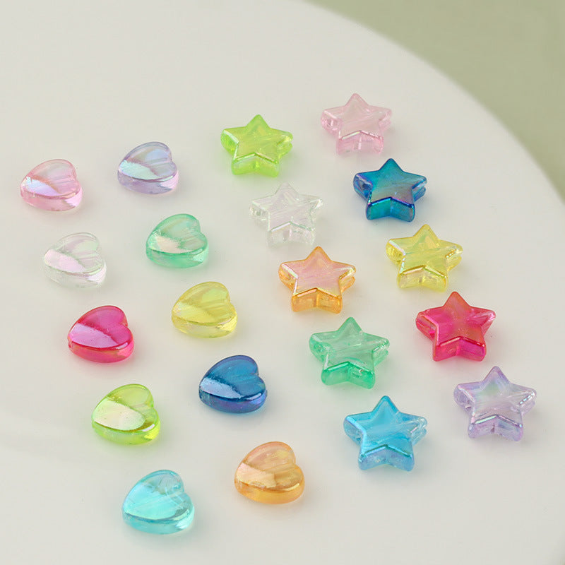 Transparent Heart Star Acrylic Beads 9mm 11mm Fantasy Colors 1pc
