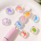 Clear Marine Creature Square Acrylic Beads 15mm Printed 10pcs