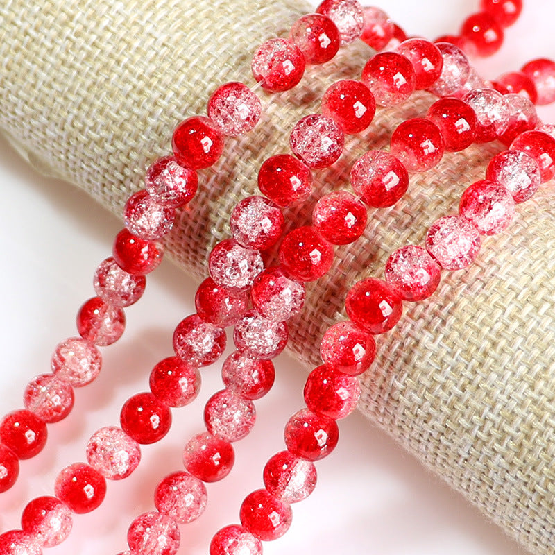 Crackle Round Glass Beads 10mm Vibrant Fractured Texture 2Strands 11