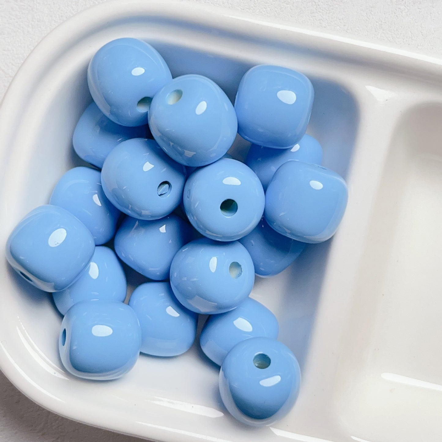 Painted Chubby Acrylic Beads 16mm Glossy Bright Colors 10pcs 15