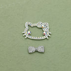 Cute Cartoon Hello Kitty Butterfly Alloy Bead Frames Colored Diamond 10pcs 3
