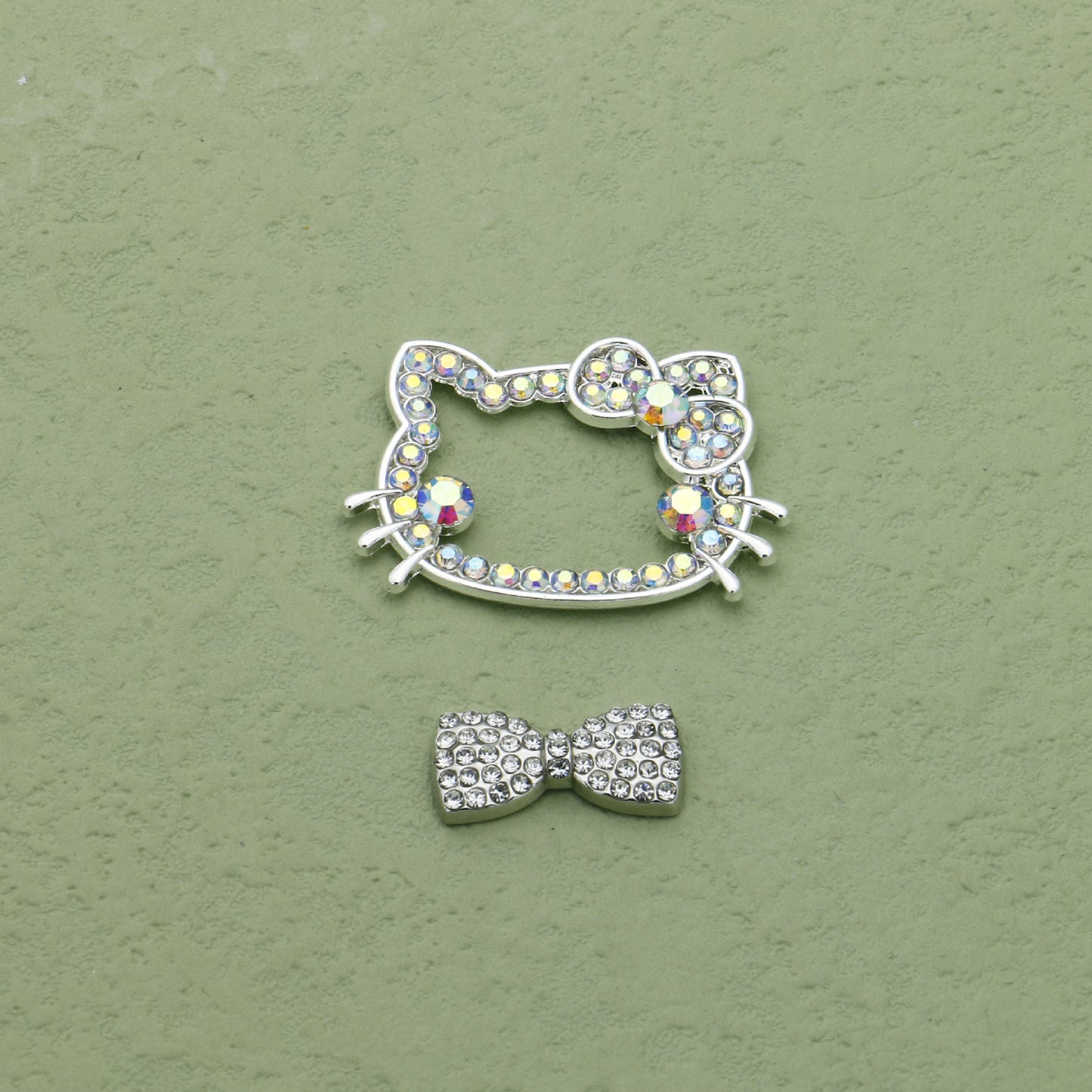 Cute Cartoon Hello Kitty Butterfly Alloy Bead Frames Colored Diamond 10pcs 3