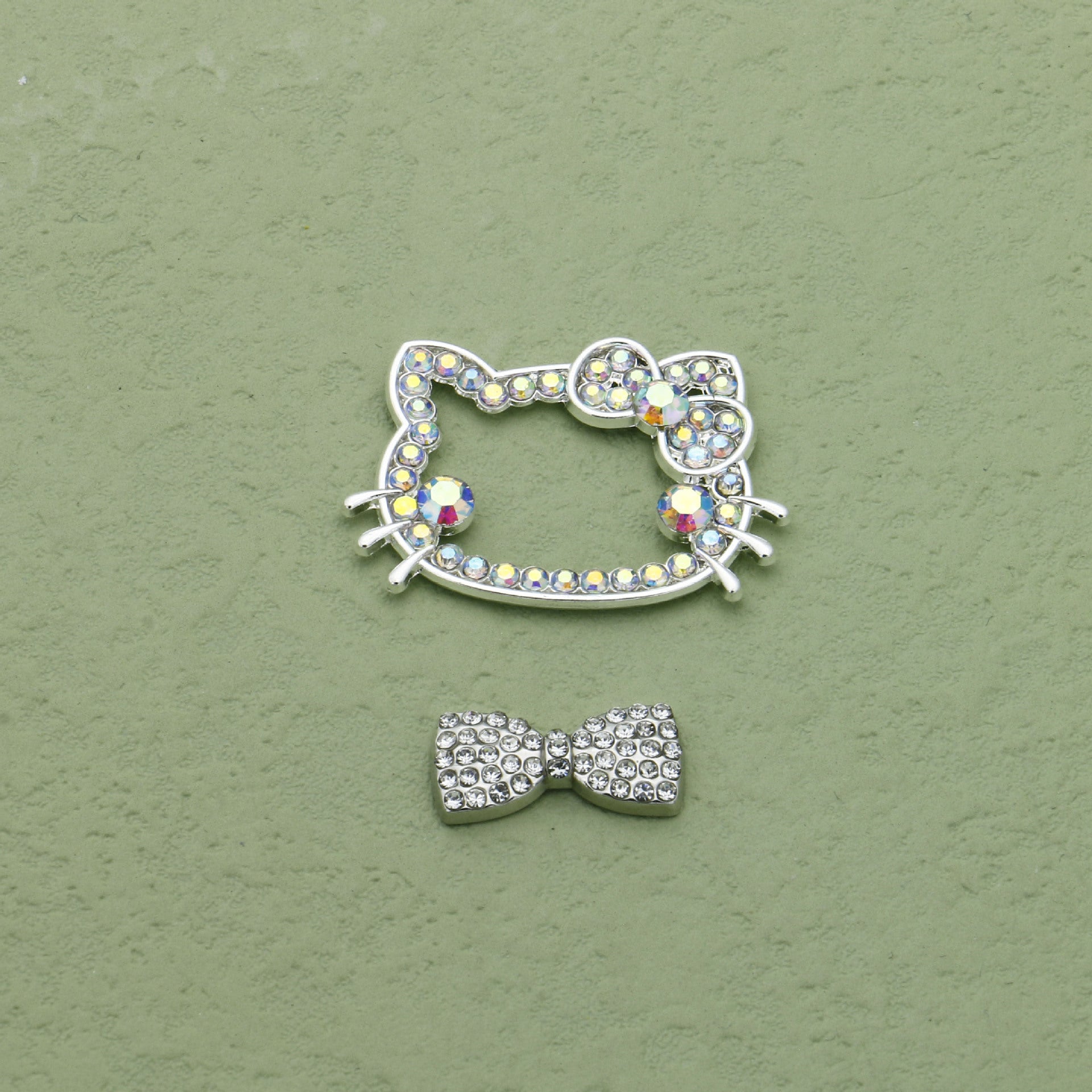 Cute Cartoon Hello Kitty Butterfly Alloy Bead Frames Colored Diamond 10pcs 3