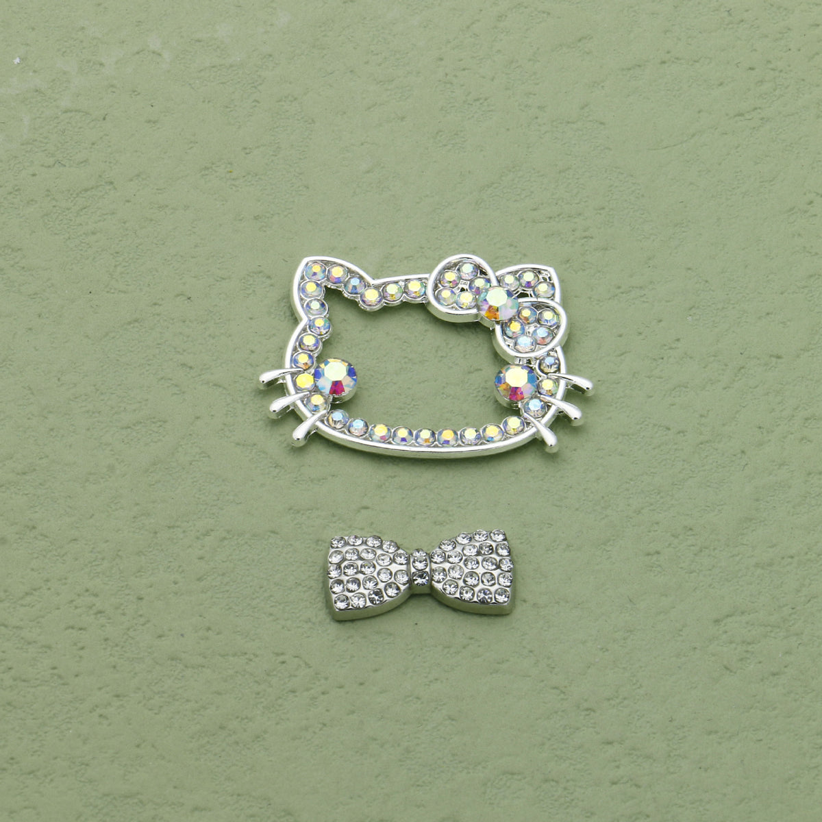 Cute Cartoon Hello Kitty Butterfly Alloy Bead Frames Colored Diamond 10pcs 3