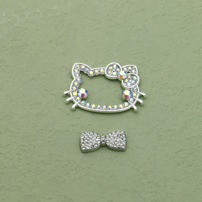 Cute Cartoon Hello Kitty Butterfly Alloy Bead Frames Colored Diamond 10pcs 3