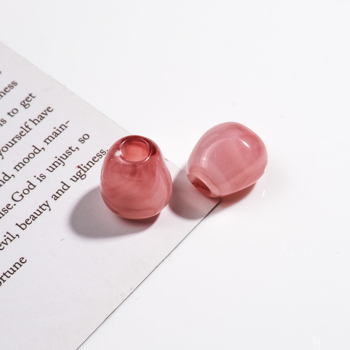 Imitation Jade Acrylic Beads 15mm Large Hole Ink Color 50pcs 16