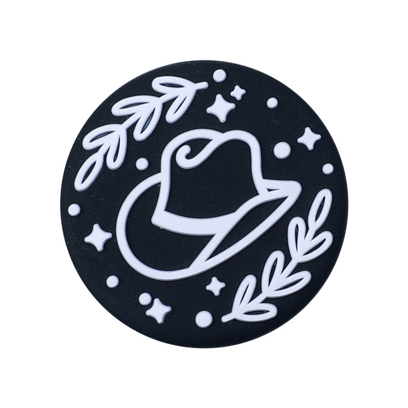 Silicone Focal Beads Cartoon Squirrel Circle Cowboy Hat 20pcs 6