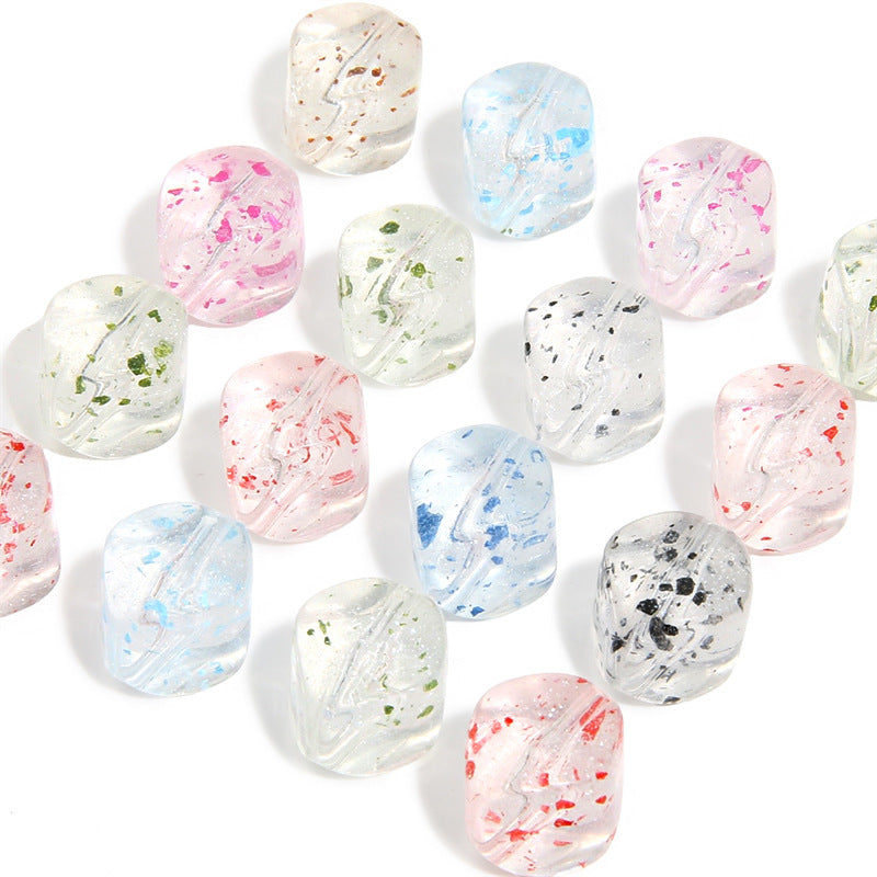 Transparent Flower Acrylic Beads 13x16mm Colorful Speckled 20pcs 5