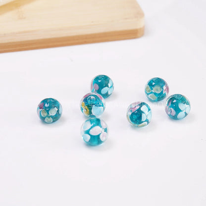 Lampwork Glass Beads Round 12mm 14mm Antique Floral Pattern 10pcs 15