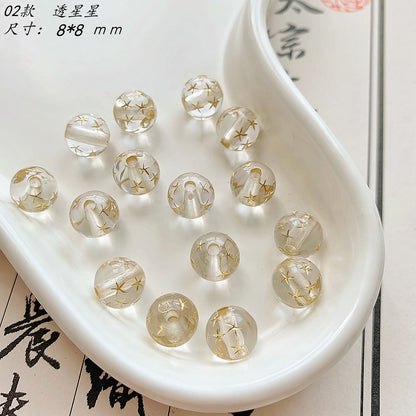 Transparent Love Star Acrylic Beads 8-11mm Gilded Vintage 100pcs 7