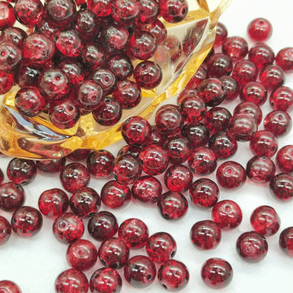 Crackle Glass Beads Round 10mm Transparent Mixed Colors 50pcs 58