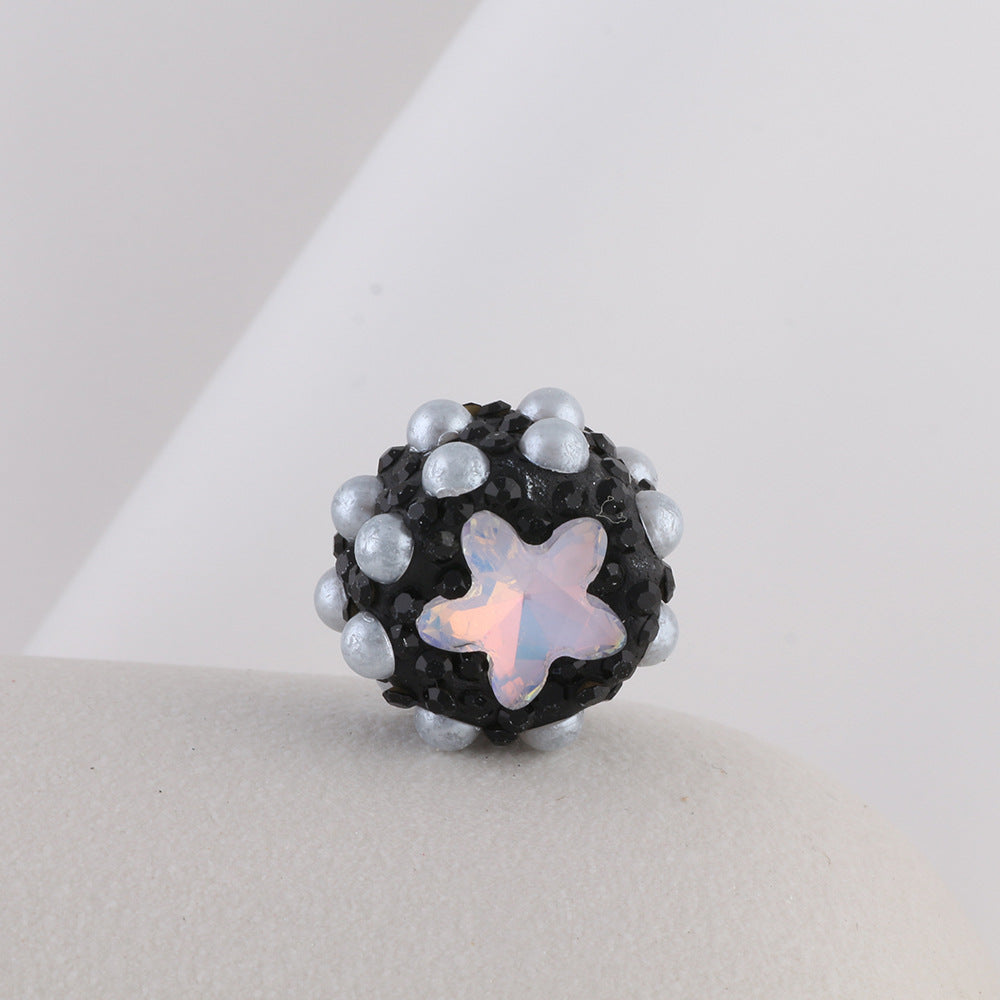 Embellished Star Clay Beads 18mm Pearl Rhinestone Bubblegum 10pcs 8