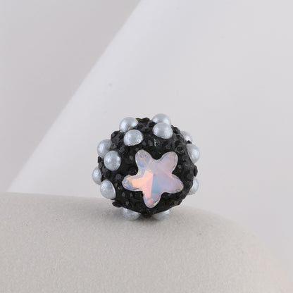 Embellished Star Clay Beads 18mm Pearl Rhinestone Bubblegum 10pcs 8