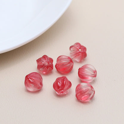 Czech Glass Beads Ribbed Vintage Style 8mm Transparent Pastel 10pcs 8