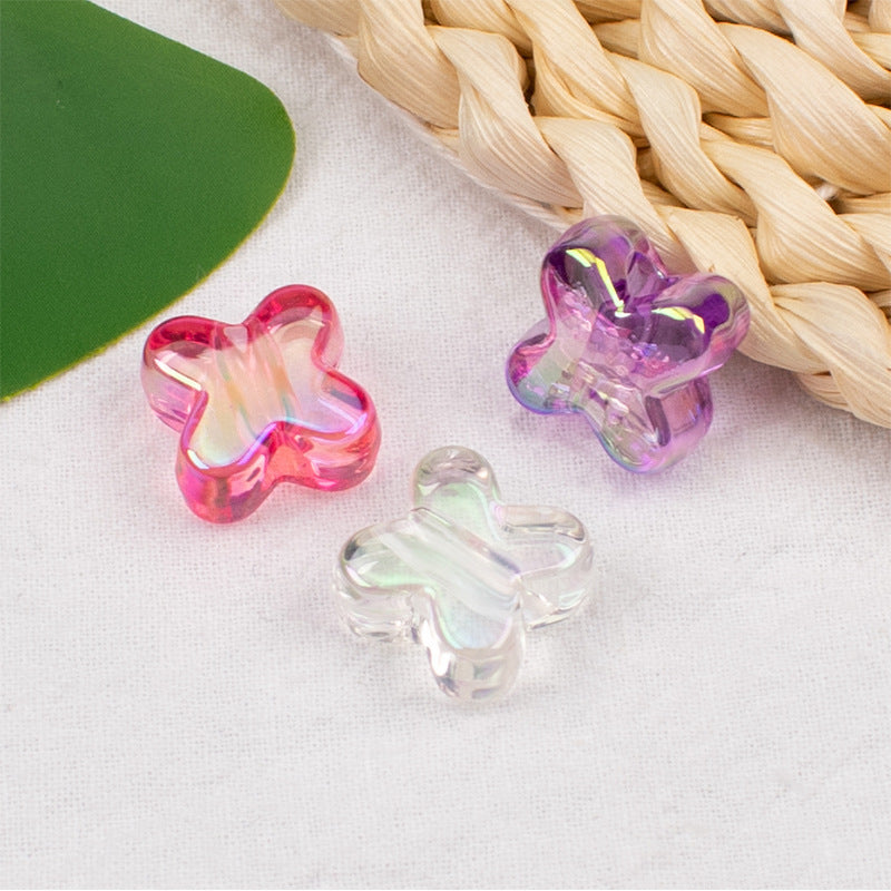 Transparent Clover Acrylic Beads 15x18mm AB Plating Colored 100pcs 2