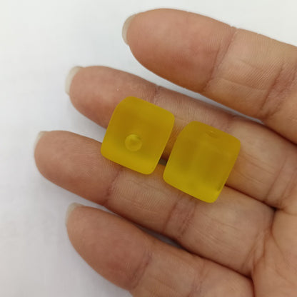 Rubberized Ice Texture Square Acrylic Beads 14mm Frosted Matte 100pcs 9