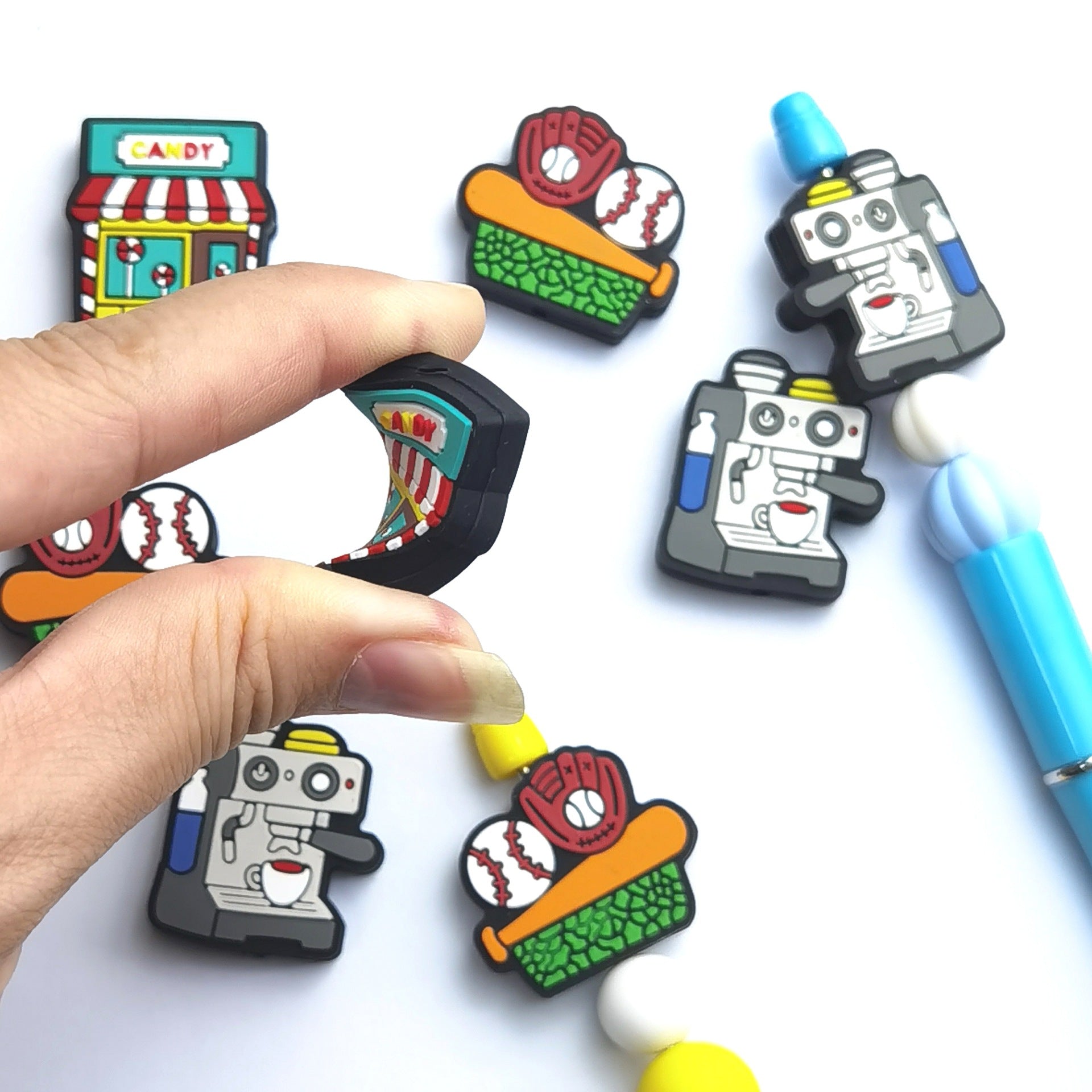 Silicone Focal Beads Candy Baseball Coffee Machine Set 20pcs 3