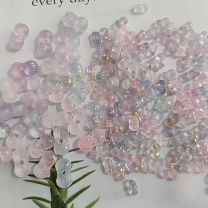 Acrylic Peanut Spacer Beads 3x6 6x11mm Transparent Frosted Gilded 1000pcs 11
