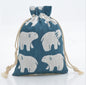Cotton Linen Drawstring Pouches 10x14cm Animal and Botanical Prints 2pcs 14