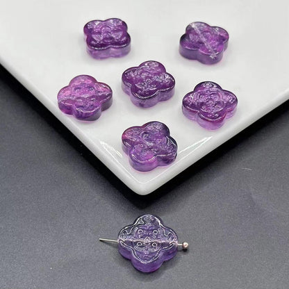 Transparent Clover Shape Glass Beads 14mm Soft Smoky Blue 100pcs 9