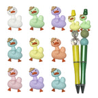 Silicone 3D Focal Beads Duck Macaroon Color Wearing Hat 20pcs