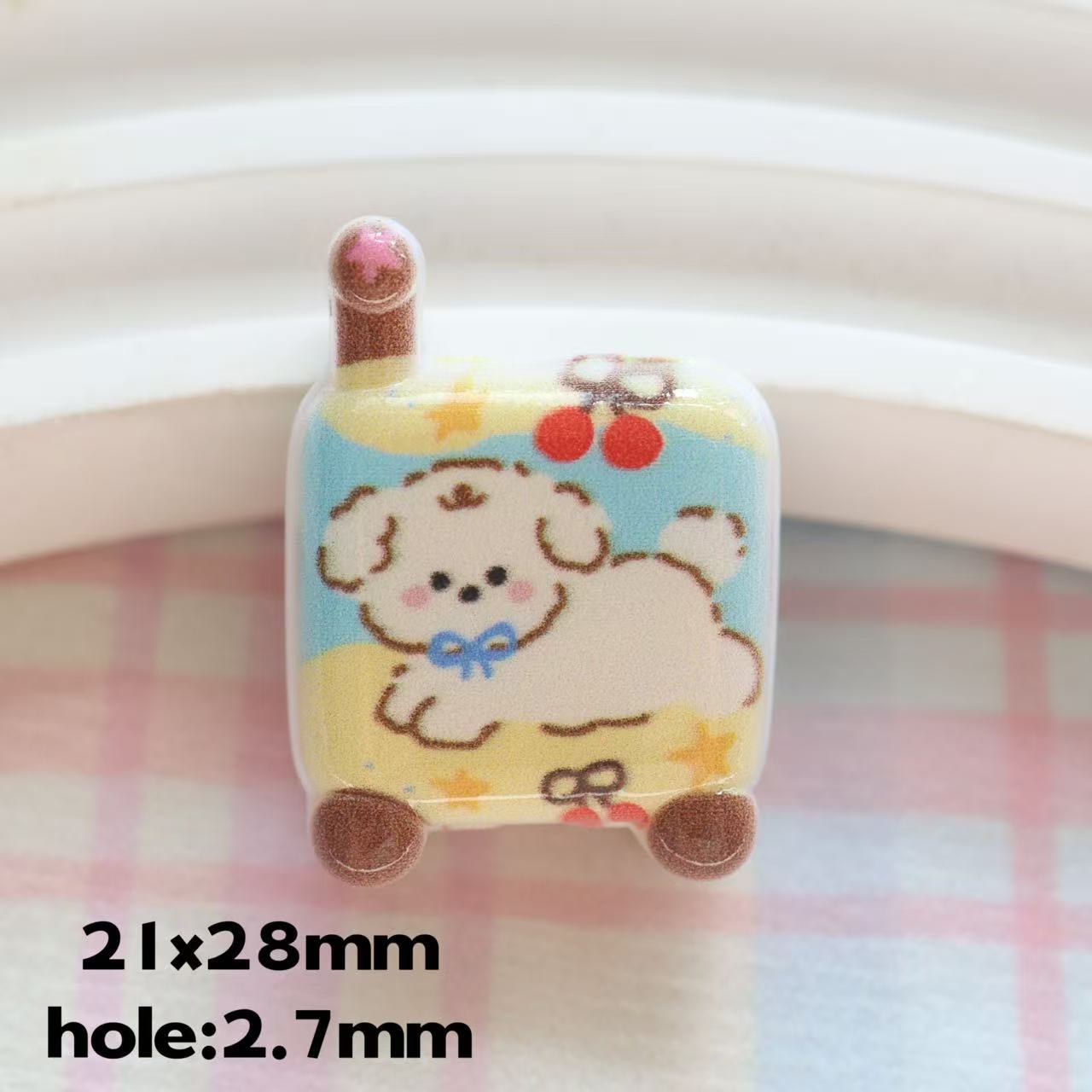 Double-Sided Printed Cartoon Square Acrylic Beads 21mm 20pcs 10
