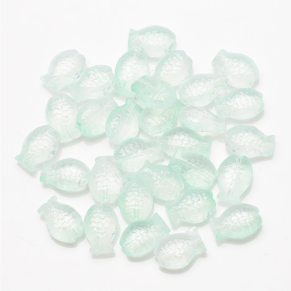 Electroplated Small Fish Glass Beads 10x14mm Translucent 30pcs 19