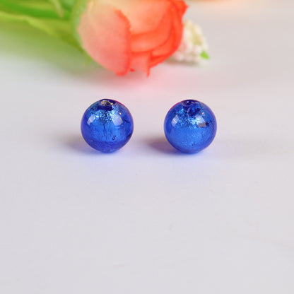 Lampwork Glass Beads Round 10 12mm Silver Foil Colorful 5pcs 10