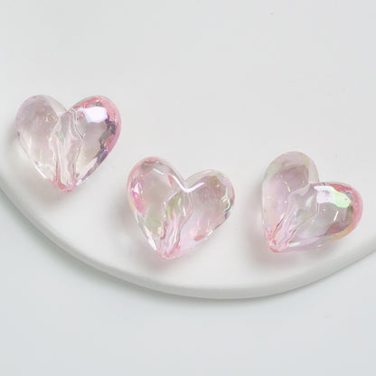 Transparent UV Plating Faceted Pentagram Love Acrylic Beads 19-20mm 50pcs 15
