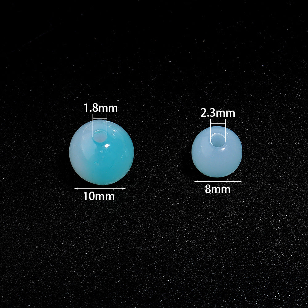 Dual Color Gradient Round Acrylic Beads 8-10mm Imitation Jade 100pcs 4