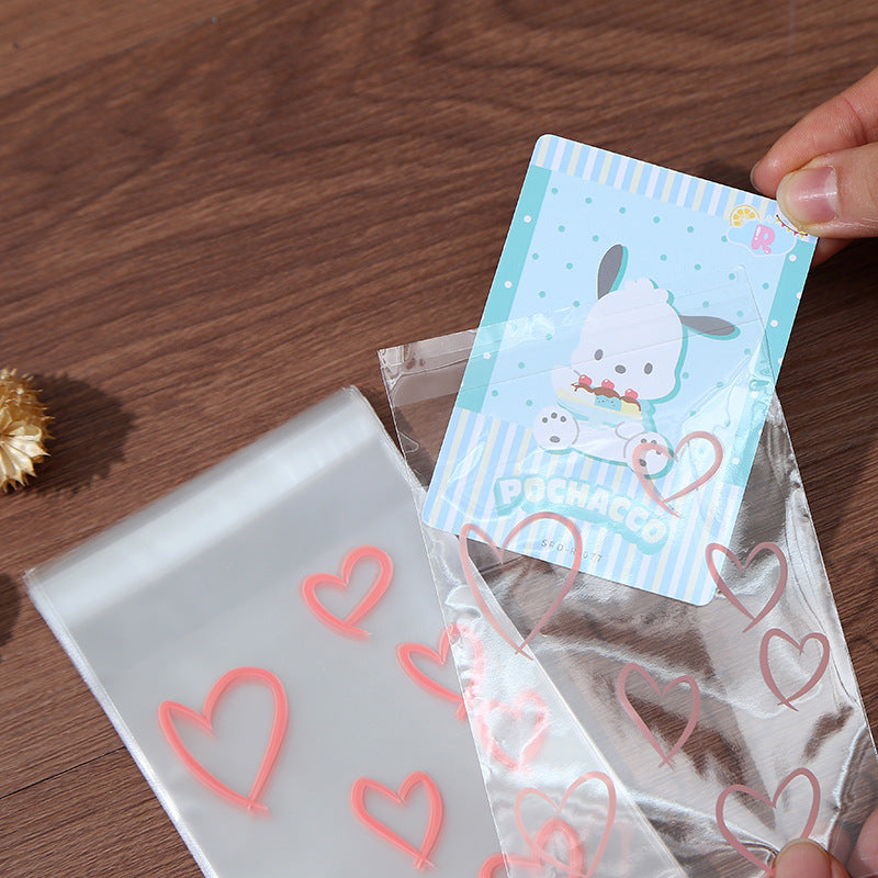 Self Adhesive OPP Bags Hollow Heart Pattern 8x10cm 200pcs 3