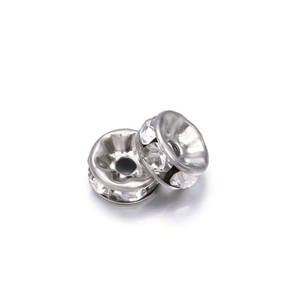 Stainless Steel Rhinestone Spacer Beads 8mm Color Retaining 50pcs 6