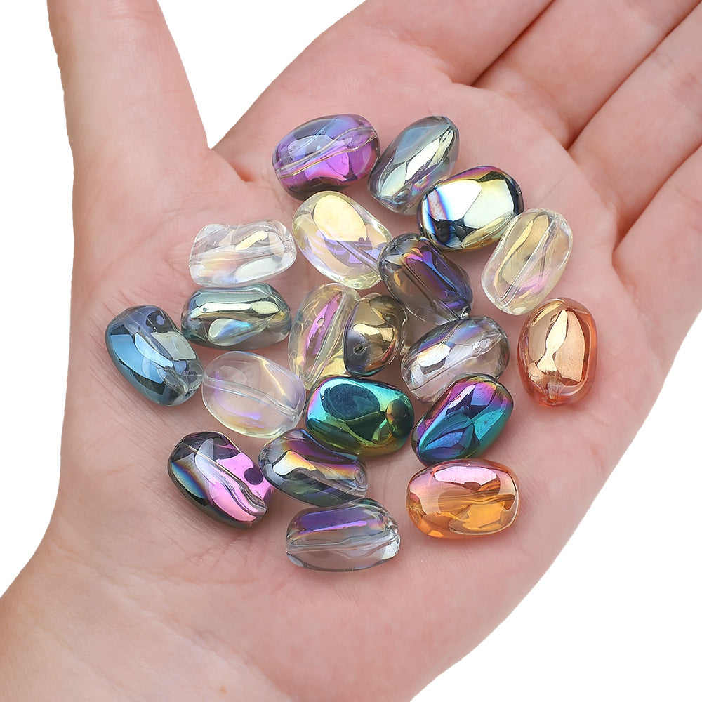 Electroplated Irregular Stone Glass Beads 11x15mm Multicolor 40pcs 4