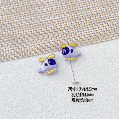Helicopter and Satellite Metal Beads 17mm Painted Pastel Alloy 10pcs 9