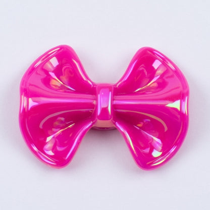 Plated Fat Bow Acrylic Beads 24mm Solid Glossy Color 100pcs 7