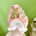 Cotton Crochet Rainbow Keychain Pastel Colors with Pom Poms 5