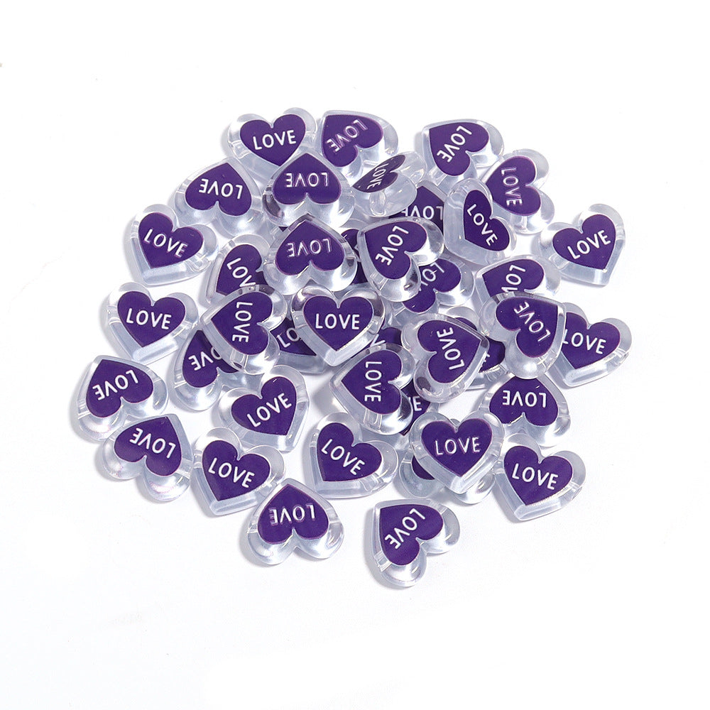 Heart Acrylic Beads 20mm White Transparent Love Horizontal Hole 20pcs 11