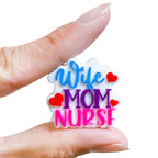 Silicone Focal Beads Nurse Mom Colorful Hearts Lettering 20pcs 5