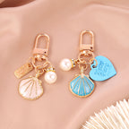 Alloy Starfish Keychain Metal Pastel Shell and Pearl Charm 3