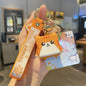PVC Rubber Cube Animal Keychain with Leather Rope Dog Cat Owl Piggy 7