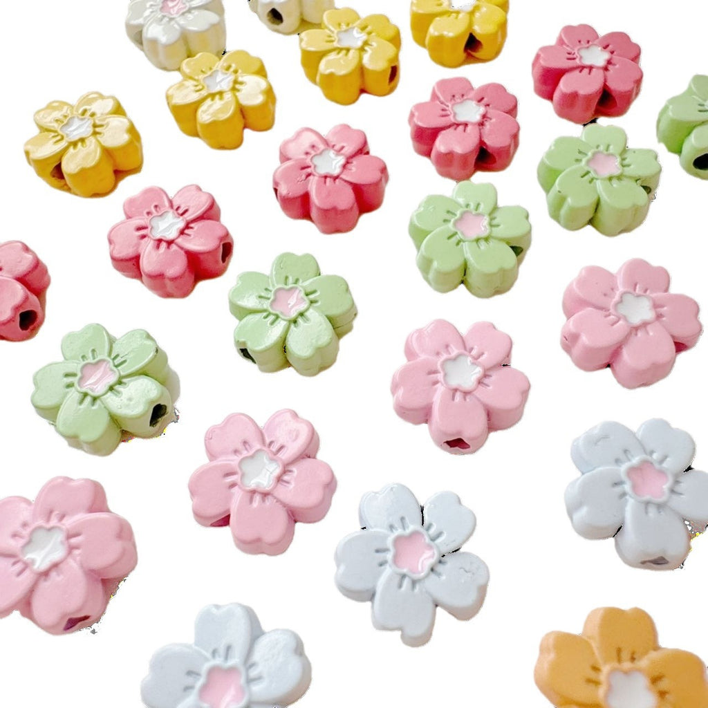 Flower Metal Beads 10mm Baking Painted Cherry Blossom 20pcs 5