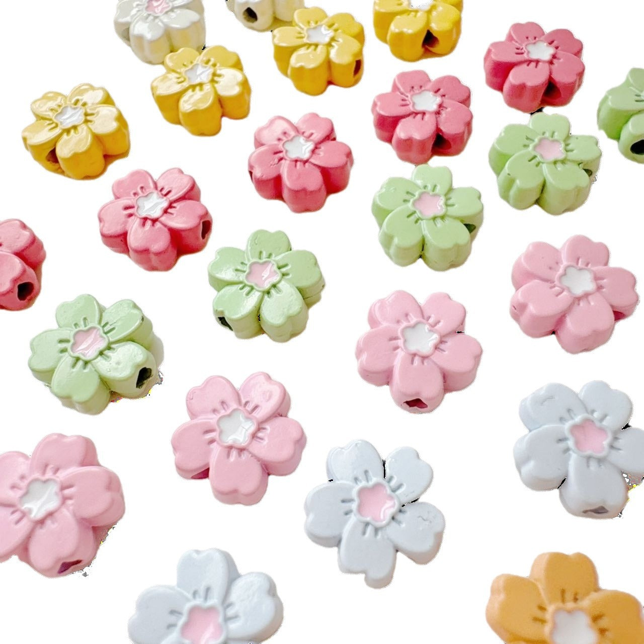 Flower Metal Beads 10mm Baking Painted Cherry Blossom 20pcs 5