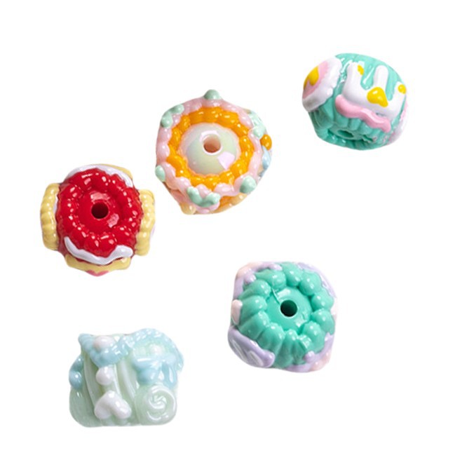 Hand Painted Heart and Flower Acrylic Beads 18-20mm Pastel Enamel 10pcs 5